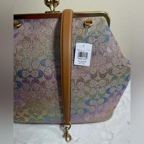Coach Rainbow Crystal Kisslock Large Frame Bag #B22 - Picture 9 of 10